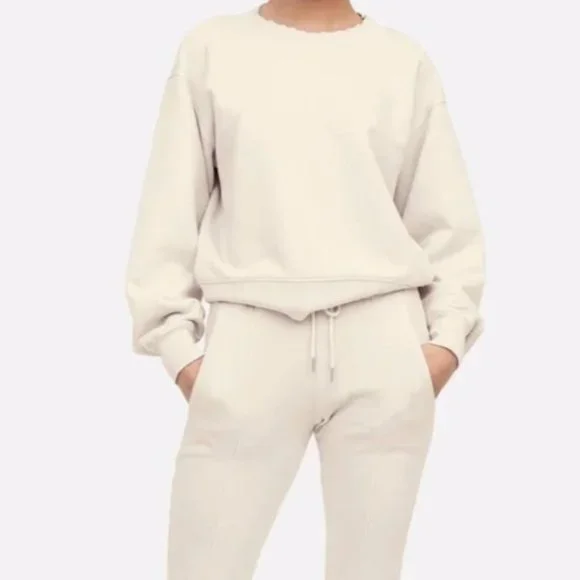 NWT Mate The Label Fleece Raw Neck Sweatshirt Size Small - Picture 1 of 2